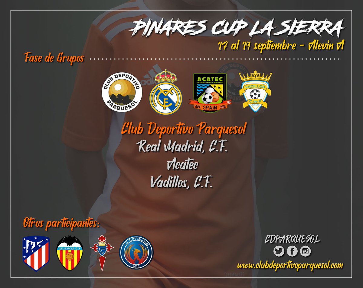 CDParquesol's tweet photo. ALEVIN A | 🏆🍊⚽️ ¡Los chicos de Jorge Garcia disputarán la @PinaresCup #LaSierra!
Se medirán en Fase de Grupos a:
👉 @realmadrid
👉 #Acatec
👉 @VadillosCF
¡Experiencia inolvidable para nuestros chicos!
#VamosParquesol #RealMadrid #Acatec #Vadillos #PinaresCup https://t.co/Bw0IEMw110