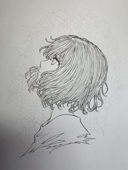 ④ペン入れ
人物終わりました
お目々を描くのは楽しいですね✨
次は背景をちみちみ進めていきます

#イラスト 