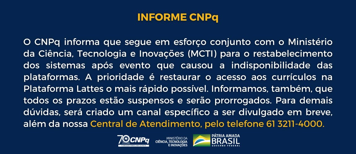 JaquelineJsus's tweet photo. Está rolando um boato de que o servidor do CNPq queimou, após anos sofrendo por falta de manutenção. Se isso de fato ocorreu, é extremamente grave, podemos ter perdido todo o nosso histórico de currículos, tendo que reinserir dados de DÉCADAS. MANUALMENTE. https://t.co/5LEFoCj9Tm