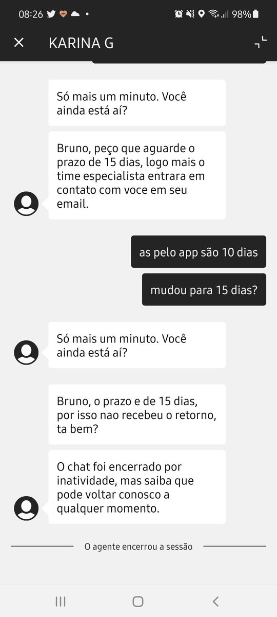 BrunoFranzo's tweet photo. @C6Bank bom dia, é esse o treinamento que vcs dão aos seus prestadores, encerrar o chat sem dar o direito de resposta? https://t.co/uzt7Pu7YGR