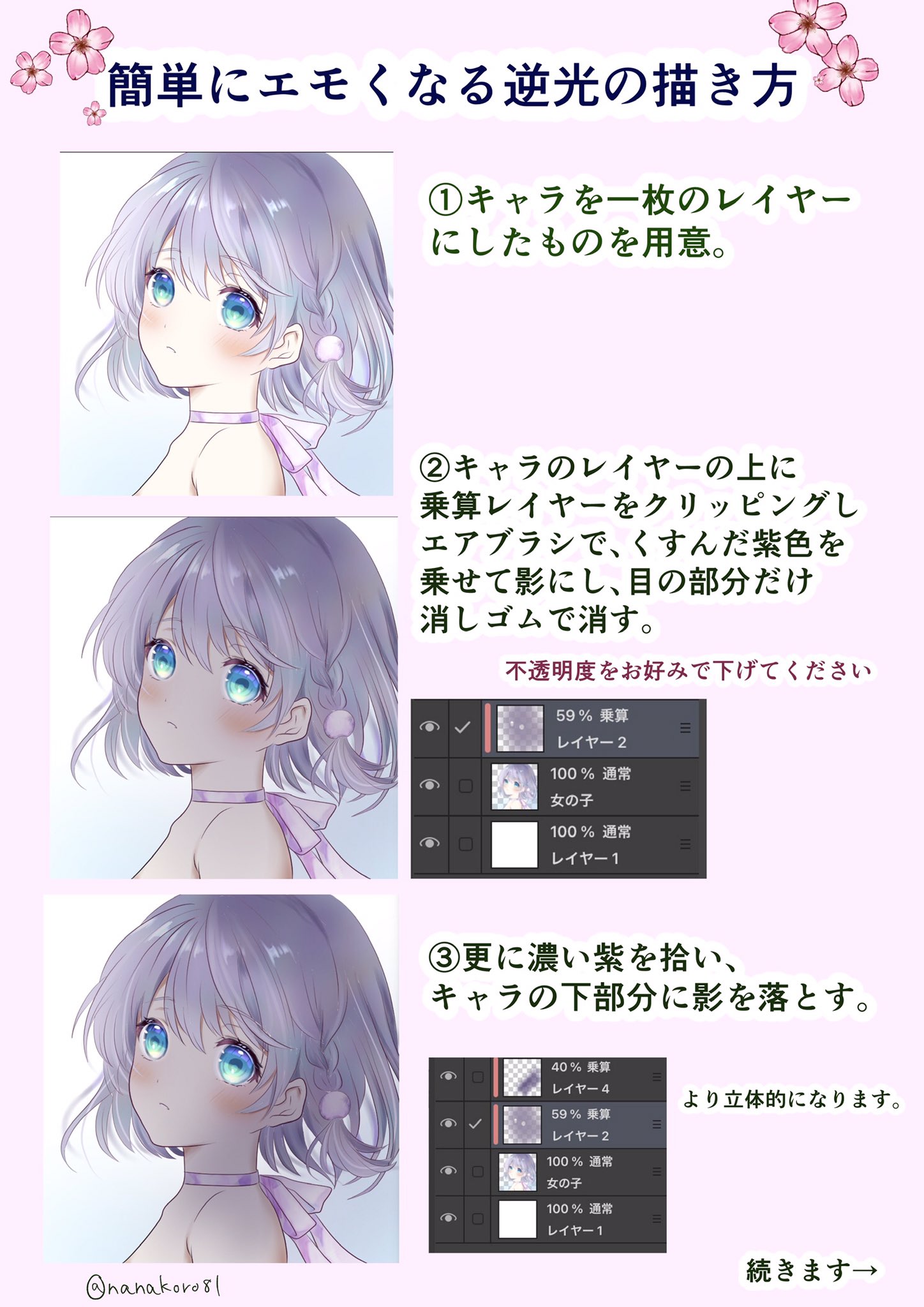 八時ななころ 時更新 超簡単 簡単にエモくなる逆光の描き方 スマホ等はディスプレイ自体が発光してるので 光のあるイラストは映えやすいらしい 私なりのやり方ですが 参考になると嬉しいです イラスト講座 ななころ講座 イラスト T