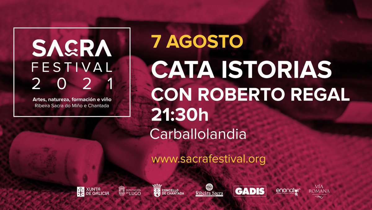 FestSacra's tweet photo. Estades preparados para unha nova xornada do #SacraFestival2021 o 7 de agosto?

ADEGAS VÍA ROMANA
19:00 - Compañía 5S
20:00 - Surma 

CARBALLOLANDIA
21:30 - Cata Istorias 
23:00 - Niño de Elche
0:00 - Festa de Peche

Entradas en https://t.co/WFpc9M2Nsk https://t.co/zZhyyaO5dt