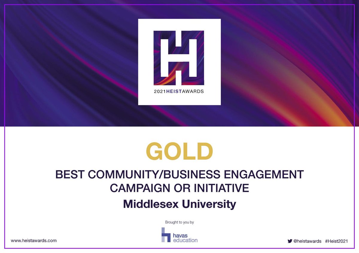 Another proud moment of our team, #teamMDX! 🎉 Well done <a href="/MiddlesexUni/">Middlesex University</a> ! 👏 Coming back from annual leave this week &amp; eager to congratulate so many great people involved across both academia and marketing in this proud moment! Well done 🏆
#HEIST2021 #proudteam