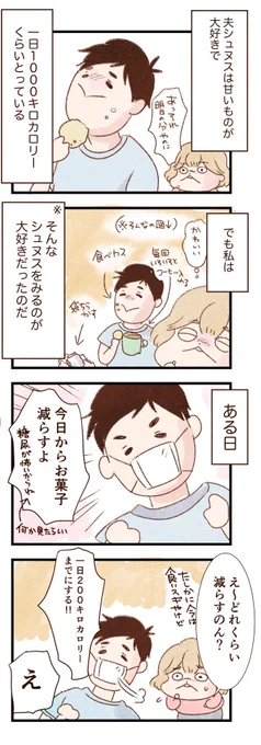 【絵日記】夫が大好きな甘いものを我慢して可哀想になる妻 