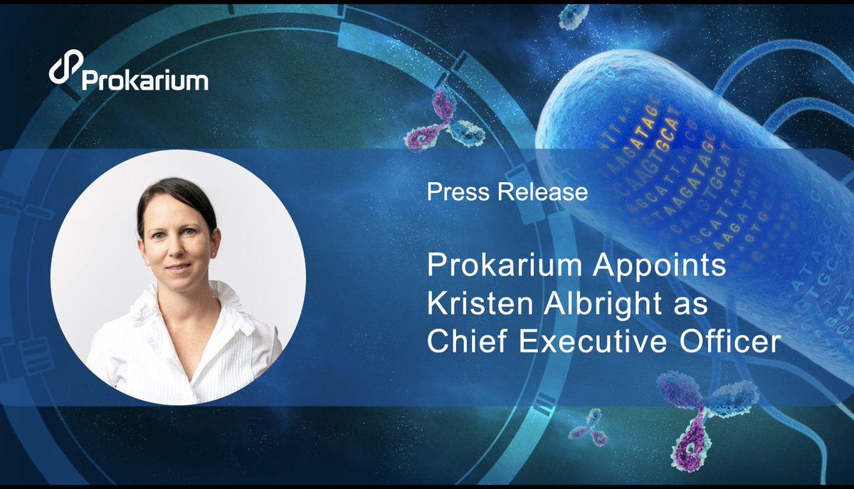 Prokarium today announced the appointment of Kristen Albright as new CEO: bit.ly/3734xKU. As Prokarium accelerates its drug development efforts within #oncology, Kristen brings extensive financing &amp; strategic leadership experience that will propel the company forward.