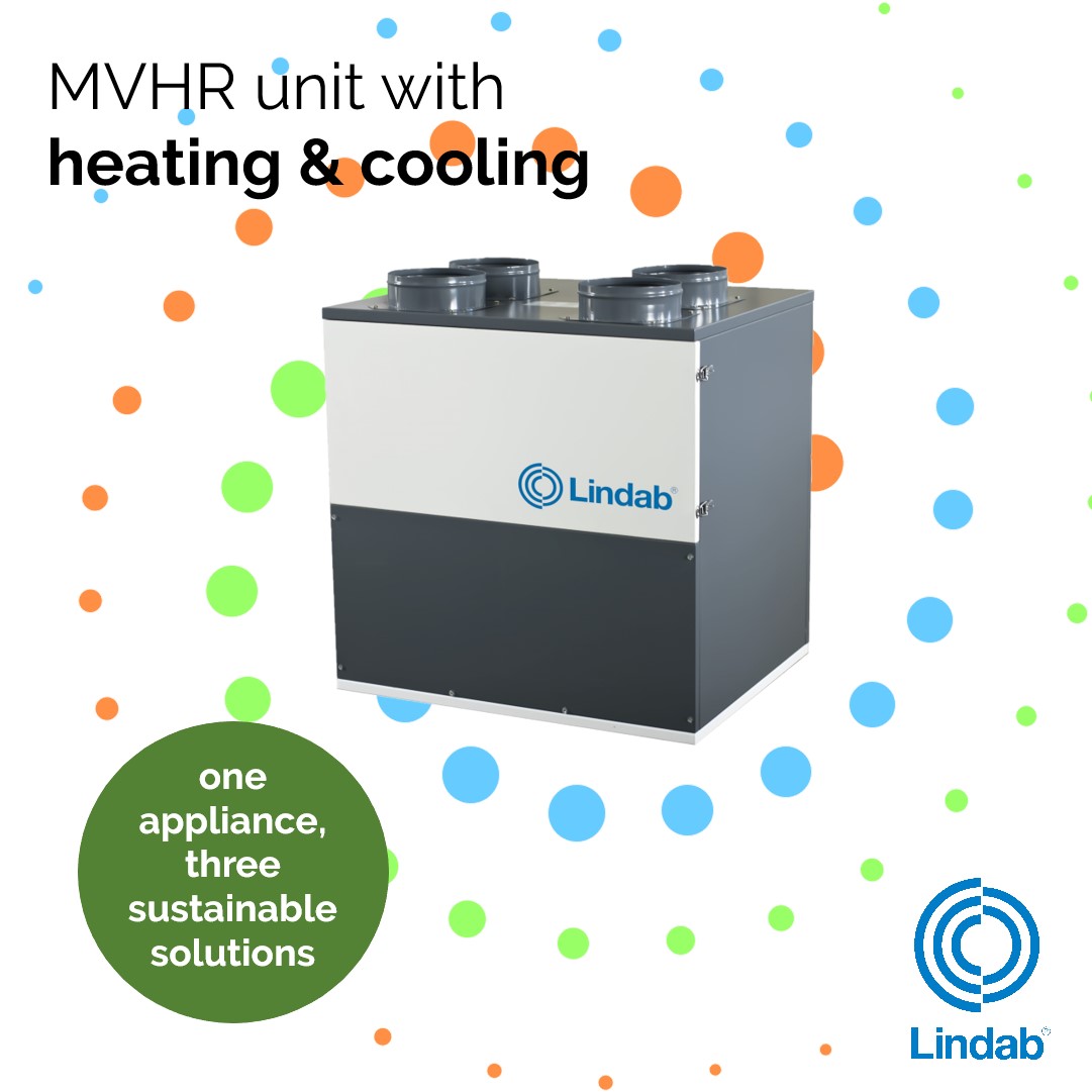 UK_Lindab's tweet photo. LinAir Heat Pump Ventilator- next generation MVHR for sustainable homes. MVHR + heating + cooling. #MVHR #Heating #Cooling #Buildingfortomorrow #Nextgenerationconstruction Find out more- https://t.co/ykzJXNTIed https://t.co/QarPQWV2By
