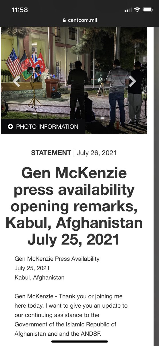 Gen Frank McKenzie provides an update to the continuous assistance the U.S. is providing #Afghanistan and the ANDSF