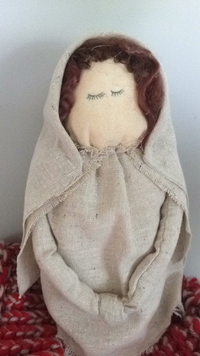 Mary Nativity Doll complete! I added the head covering ( veil).  #dolls #clothdolls #crafts #sewing #sewingcraft #plush #Biblical #christmas #nativitydolls
