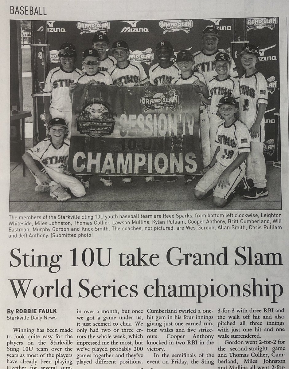 📰 “Starkville baseball team wins World Series”

sounds familiar <a href="/lemo22/">Chris Lemonis</a> <a href="/JakeGautreau/">Jake Gautreau</a> <a href="/Tanner_Allen10/">Tanner Allen</a> <a href="/landoosims/">Landon Sims</a> <a href="/BradCumbest/">Brad Cumbest</a> <a href="/ScottDubrule/">Scotty Dubrule</a>
