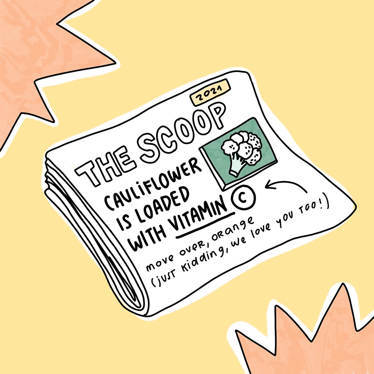 Welcome to our first edition of #TheScoop, the only newspaper where the veggies are hidden but the benefits and taste aren't! 

Here's the scoop of the day: did you know one cup of cauliflower contains over 75% of the recommended daily intake of vitamin C? 😲