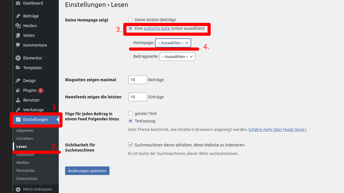 „Meine WordPress Seite zeigt nur Blogbeiträge, wie bekomme ich eine richtige Startseite?“

1. "Einstellungen" anklicken
2. "Lesen" anklicken
3. Häkchen bei "Eine statische Seite" setzen
4. Seite auswählen

#WordPress #bloggingtips