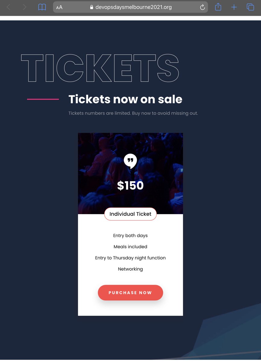 devopsdownunder's tweet photo. DevOpsDays Melbourne!!!
📢📢📢Tickets are now avaliable for purchase. https://t.co/ICYu0DkVfQ
#melbourne #events #conference #devopsdays #devopsdays2021 #devopsdaysmelbourne #cloud
Covid disclaimer info: https://t.co/WRgbbyYYGV https://t.co/sUxOLpnT2Z