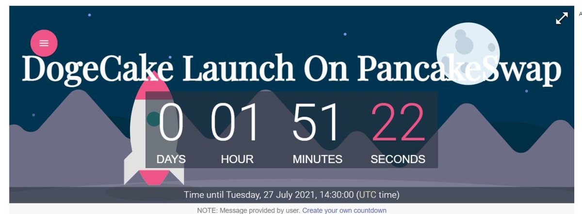The contract will be public only on the Twitter official. Admin never pm for your first
👉Official here x.com/DogeCakeCoin
contract launch on the Pancake today at 14:30 UTC on July 27th

🎉Only buy contract public on the Twitter official 🎉
Coundownt: bit.ly/3rEPzUX