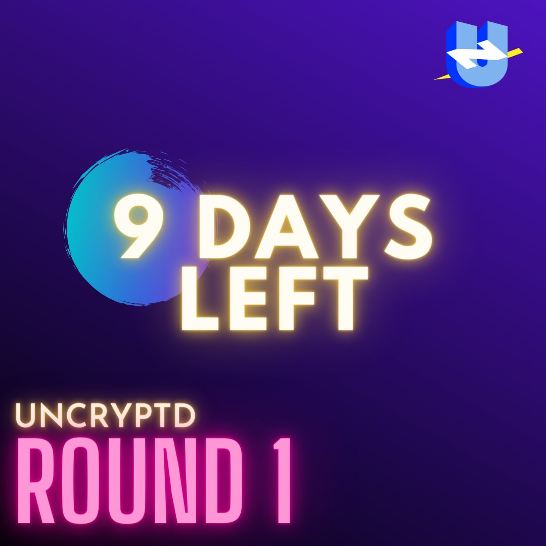 uncryptd's tweet photo. #LetsUncryptWeb3 9 DAYS LEFT for Round 1 to conclude! Get your submissions in before August 5th. 
Round 1 is FREE, and OPEN for EVERYONE to join. 
More on UNCRYPTD: https://t.co/HBzTJwnZDi
More about ROUND 1: https://t.co/kkWC3UqhDm
View Tasks Tutorial: https://t.co/XvRaIx3LYs https://t.co/07DlXDDhcF