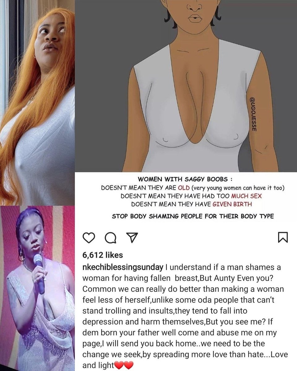 GIDI on X: “@toluwakeke: @Gidi_Traffic Saggy breasts is NOT a disease It  does not mean “she's loose”. It does not mean high body count. It does not  mean oversucked boobs. ALL BOOBS