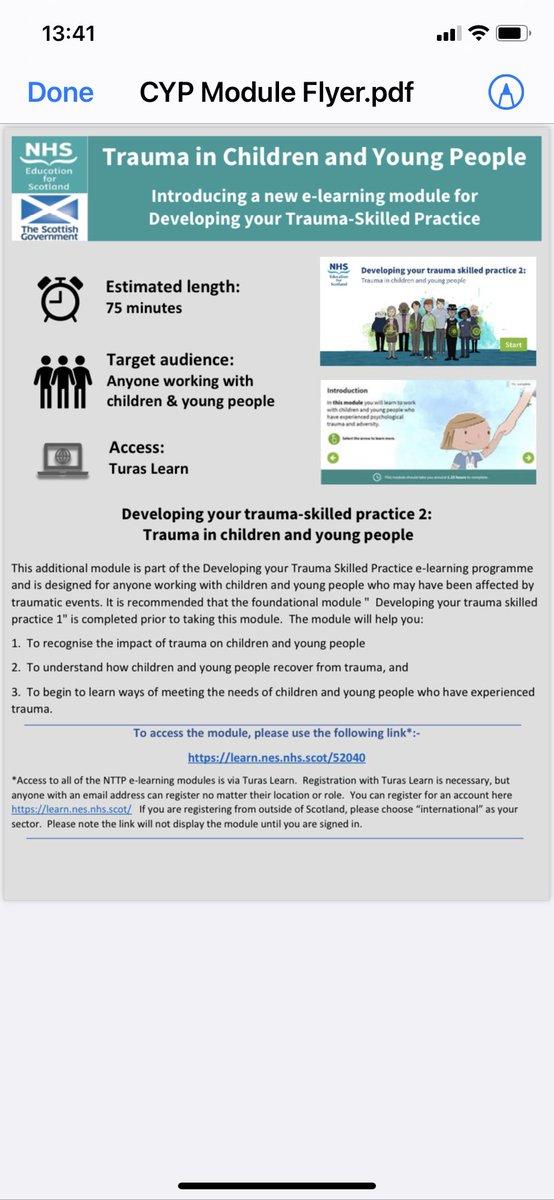 A new training module on trauma skilled practice with children & young people is now available as part of the ⁦National Trauma Training Programme for the whole Scottish workforce. ⁦@NES_Psychology⁩ #TransformingPsychologicalTrauma #ACEs