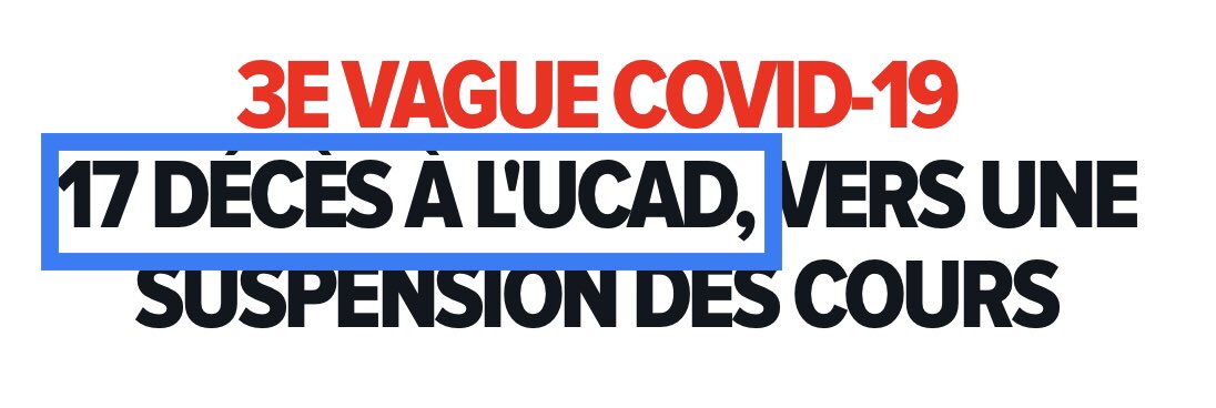 ndione_ada's tweet photo. Dans le titre on annonce « 17 décès à l’Ucad », et dans le texte je lis « 17 décès de jeunes dans les hôpitaux ». Je cherche la bonne information 🤷🏾🤔. https://t.co/uy0wseKNzk