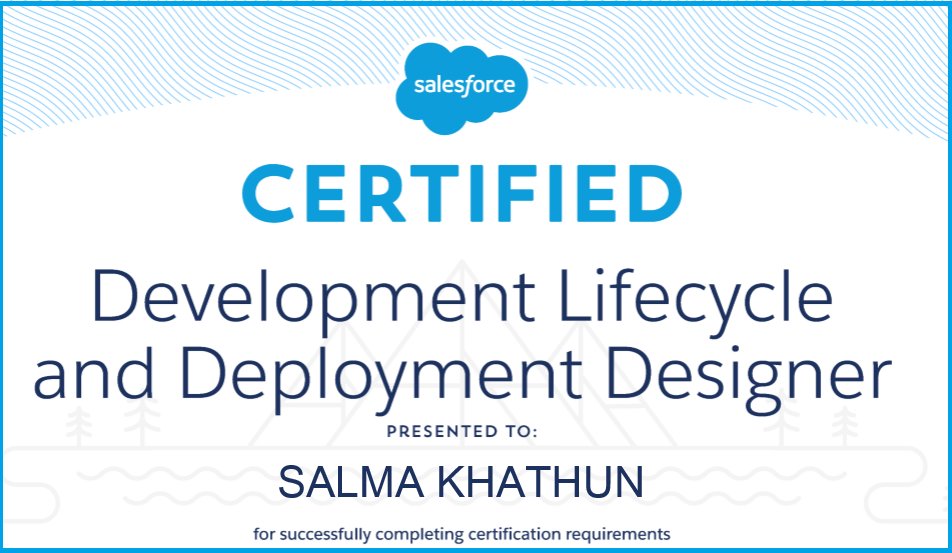 I have enjoyed my learning while preparing for Salesforce Development Lifecycle and Deployment Designer certification, it's very close to my profession and learned a lots of tips through trailhead. #SalesforceCertified <a href="/salesforce/">Salesforce</a> <a href="/trailhead/">Trailhead</a>
