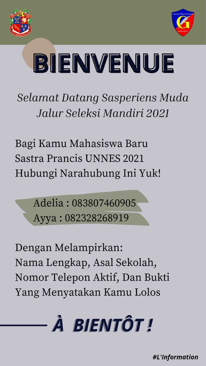 SASPER_UNNES's tweet photo. #UNNES #FBS #SASPER #SASTRAPRANCIS #SASPERUNNES #MABA2021 #JALURMANDIRI2021 https://t.co/6x7iNKklaZ