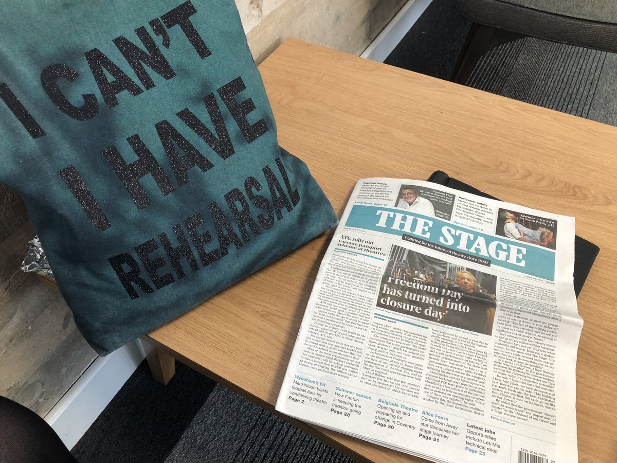 So glad to be back using my <a href="/scenerybags/">SCENERY</a> tote bag, even got myself a nice <a href="/TheStage/">The Stage</a> subscription to celebrate ahead of Curtain up next Friday 🥰 #acting #actor #actorslife #theatre #rehearsal