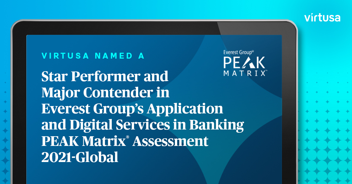 We are proud to announce that we have been named a “Star Performer” and “Major Contender” in <a href="/EverestGroup/">Everest Group</a>'s Application and Digital Services (ADS) in Banking #PEAKMatrix® Assessment 2021 - Global. Read more about this recognition: ow.ly/Qcj650FEuL8