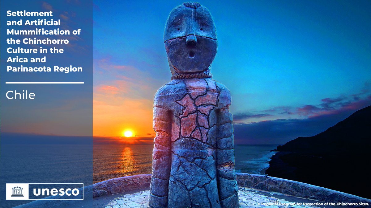 🔴 BREAKING!

New inscription on the @UNESCO #WorldHeritage List: Settlement and Artificial Mummification of the Chinchorro Culture in the Arica and Parinacota Region, #Chile 🇨🇱. ¡Felicitaciones! 👏
 
ℹ️ en.unesco.org/whc #44WHC