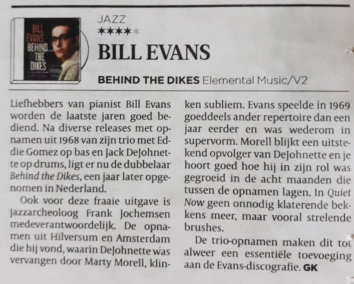 tobeEdwin's tweet photo. Weer een prachtige uitbreiding van de Evans-discografie! Bill Evans, Behind the Dykes (Elemental Music). https://t.co/QK4uyWFaP8