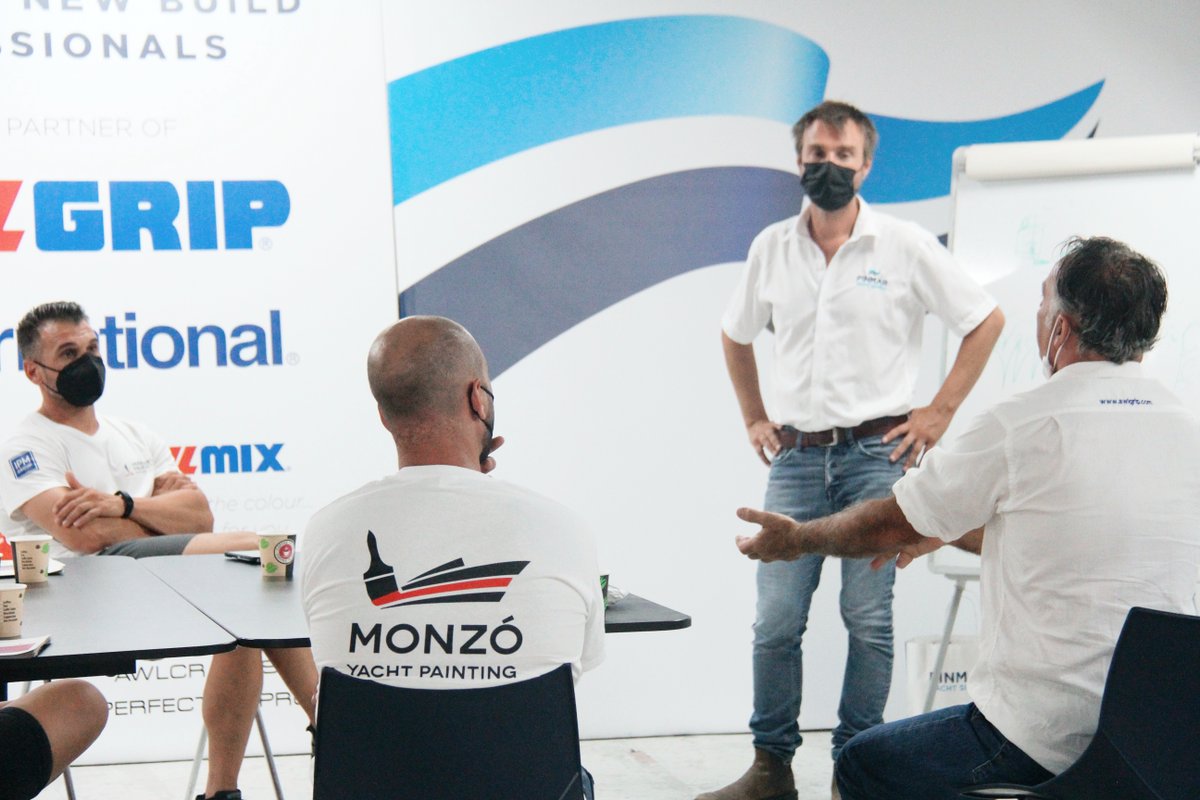 pinmarsupply's tweet photo. This week our General Manager Luis Bestard and Jason Hill from @AkzoNobel  are giving technical paint training to our customers Pinturas Monzo at our new PYS Training Centre powered by AkzoNobel situated at Son Oms, Mallorca.

For more information: sales@pinmaryachtsupply.com https://t.co/AgLvS7JEAJ