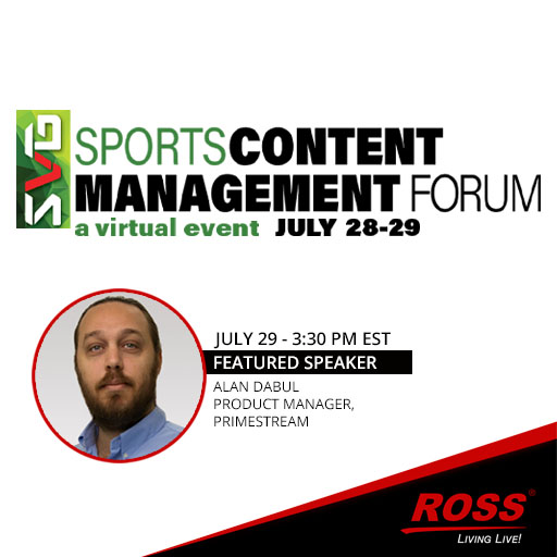 ross_video's tweet image. SVG&apos;s Sports Content Management Forum is back for its 15th year! 👍

Our very own Alan Dabul, Product Manager - Primestream will be joining the panel to discuss everything sports content management.

Register now! @sportsvideo 
👉 bit.ly/3i6N3Uv

#LivingLive #SVGSCM