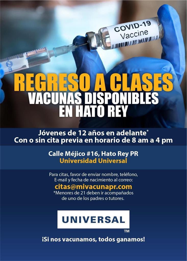 AmericanmaPR's tweet photo. 💉Vacunas disponibles para el regreso a clases.💉
🌟¡Bisonte protégete contra el COVID-19!🌟
#AMAPR #American #vacunacionanticovid19 #Salud #bisontes #puertorico #Estamoslistos #backtoschool https://t.co/C3UZJHl3tY