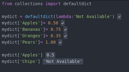 SteveisCoding's tweet image. R1:D32 - #Python #100DaysOfCode
Learned about some fun modules, like the collections module. You can set a default dictionary to prevent key errors from occurring for invalid selections. I was hungry, so my mind went to the grocery store's computers when cashiers look up items.