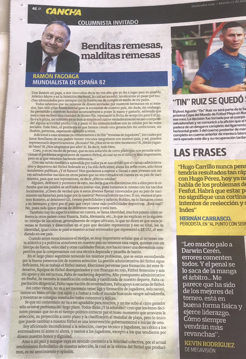 <a href="/rafagoaga/">Ramón Alfredo Fagoaga</a> <a href="/CanchaEDH/">La Cancha</a> ….
“ …elecciones perversas <a href="/fesfut_sv/">FESFUT</a> …”
⚽️🇸🇻