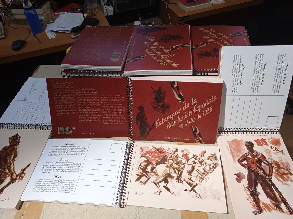 DescontrolEd's tweet photo. [Última novetat d'aquest curs📚📚] Aprofitant la celebració de l'esclat revolucionari de 1936 des de Descontrol vam decidir recuperar l'obra de propaganda de José Luis Rey Vila ("Sim"): Estampas de la revolución española 19 de julio de 1936. https://t.co/qariXgdZIb