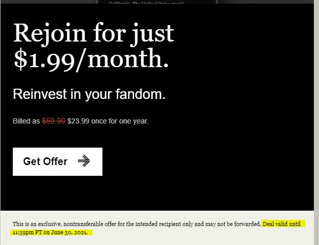 poisonwilliam's tweet photo. Sending an "offer" that is a month old that takes me to a page with a best offer more than double the price is not good form @TheAthletic https://t.co/0TquKU6Ba2