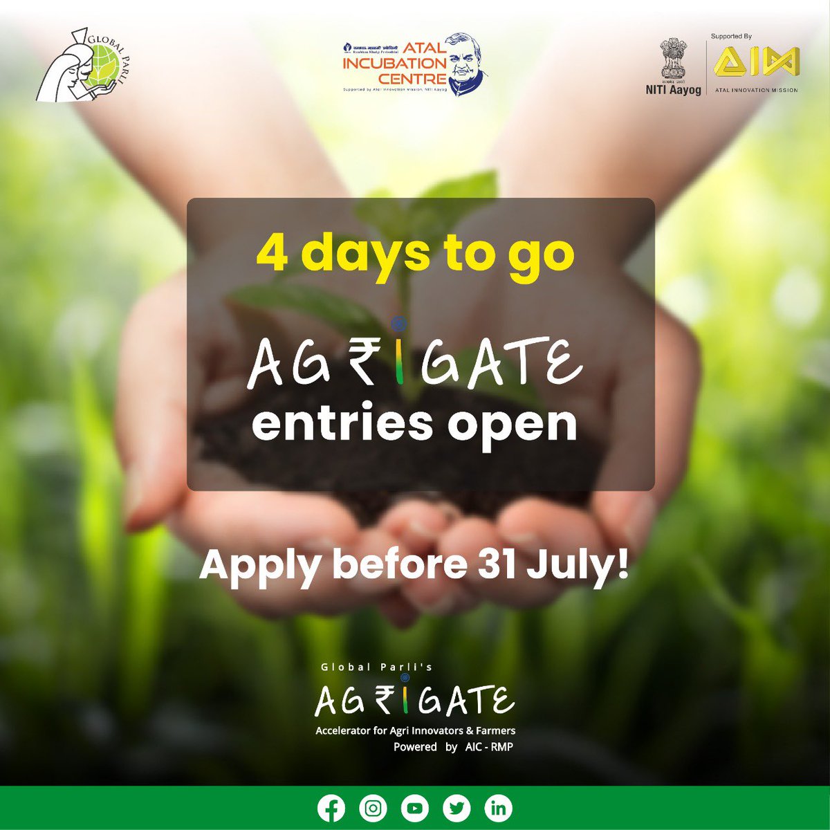 agrigateindia's tweet photo. Seeing the overwhelming response for our AGRIgate program for startups, we have decided to extend our last date of entries until 31 July.

To apply: 

Visit https://t.co/VQuCkTaC9p 

To partner with us: 

Visit https://t.co/jdO2kzr1E7 https://t.co/9kf1BxPqKN