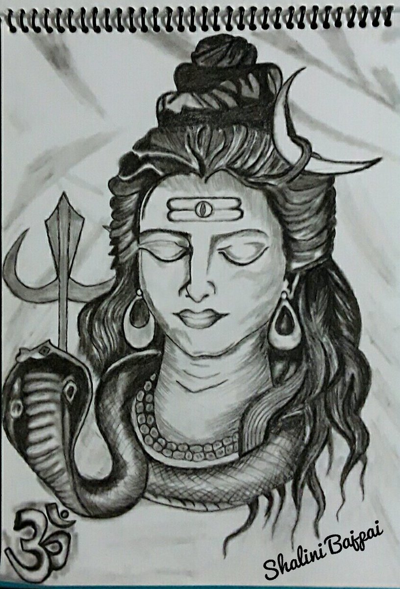 How to draw (Outline) of Lord Shiva/Shankar/ Mahadev || Full tutorial Part  1 | Boho art drawings, Easy cartoon drawings, God illustrations