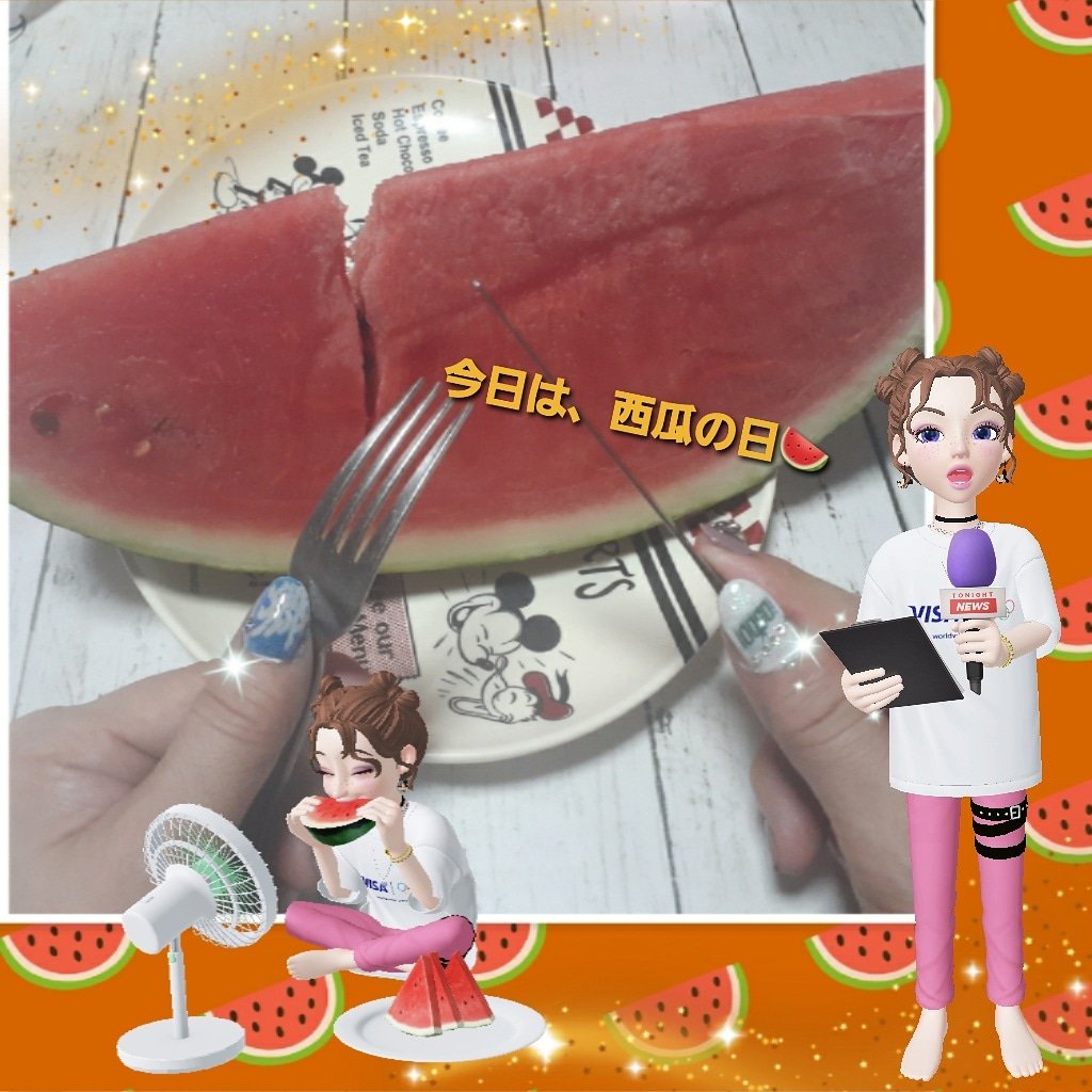 nonno5163's tweet photo. 今日は♡西瓜🍉の日です。
私も、夏に限らず…
ほぼ毎日、西瓜🍉頂きます。
久しぶりに、ネイルプリント💅🌟
ひろみ👑さんと、同じよぅにナイフとフォークで~💕
いつもは♡コロコロカットで頂いてるんですけどね~😅👍💕
#郷ひろみ
#西瓜の日
#100GO!ネイル
#郷ネイル
#プリネイル https://t.co/AevloZcYqr