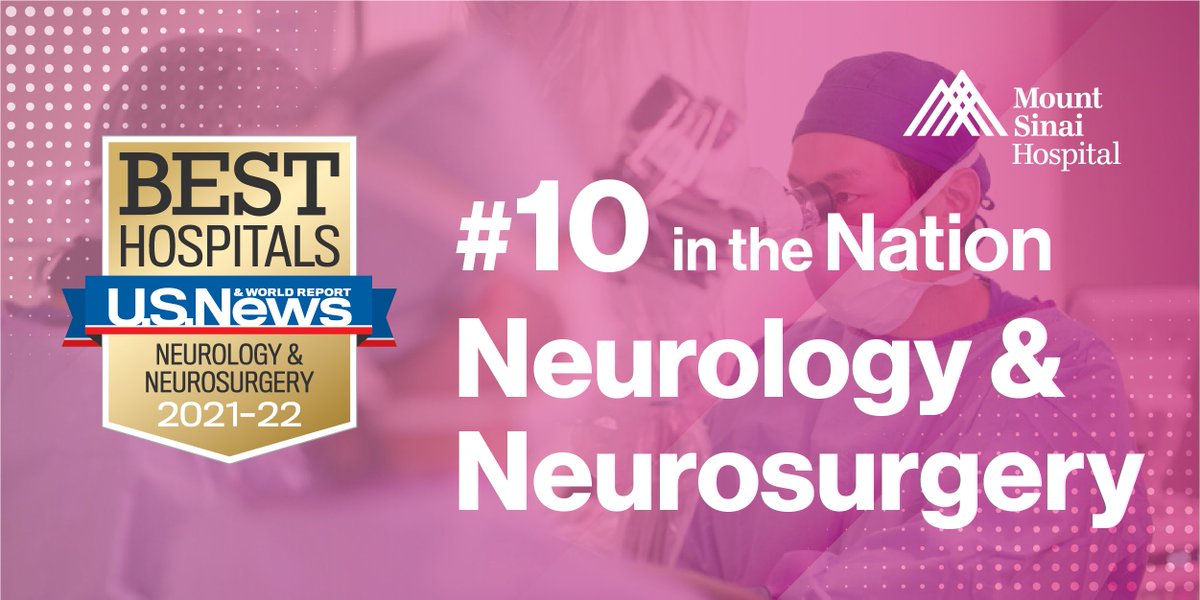 Mount Sinai Neurosurgery (@mountsinaineuro) on Twitter photo TOP 10 IN THE NATION 🎉 We are so proud announce that we rank among the Top 10 hospitals in the nation for #neurosurgery and #neurology, according to <a href="/usnews/">U.S. News & World Report</a>. #WeFindAWay #BestHospitals <a href="/MountSinaiNeuro/">Mount Sinai Neurosurgery</a> <a href="/MSHSNeurology/">Mount Sinai Neurology</a> <a href="/SinaiBrain/">Friedman Brain Institute</a> <a href="/neurosurgery/">Neurosurgery</a>
Learn more: bit.ly/USNWR_Neuro2021 TOP 10 IN THE NATION 🎉 We are so proud announce that we rank among the Top 10 hospitals in the nation for #neurosurgery and #neurology, according to <a href="/usnews/">U.S. News & World Report</a>. #WeFindAWay #BestHospitals <a href="/MountSinaiNeuro/">Mount Sinai Neurosurgery</a> <a href="/MSHSNeurology/">Mount Sinai Neurology</a> <a href="/SinaiBrain/">Friedman Brain Institute</a> <a href="/neurosurgery/">Neurosurgery</a>
Learn more: bit.ly/USNWR_Neuro2021