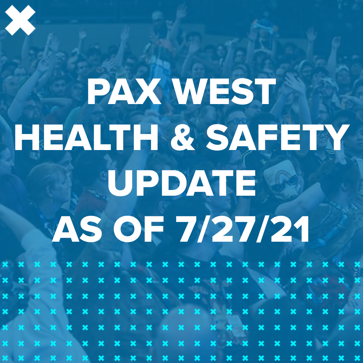pax's tweet photo. We're pleased to announce that, in line with the recommendations of state and local public health authorities, we will be implementing a vaccination or negative COVID-19 test requirement for everyone at #PAXWest. Read the full update at: https://t.co/1ZtYPOCQeI https://t.co/hZJkFeRngR