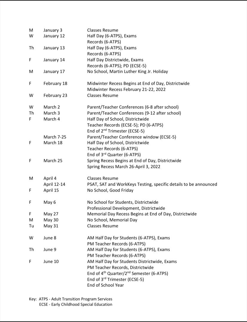 RochesterEA's tweet photo. The RCS 2021-22 calendar can be found at this link, but here are screenshots, as well. Please note: the first day of school is a half day districtwide. 
https://t.co/PCWajFH0mq https://t.co/RsV58lG7Cs