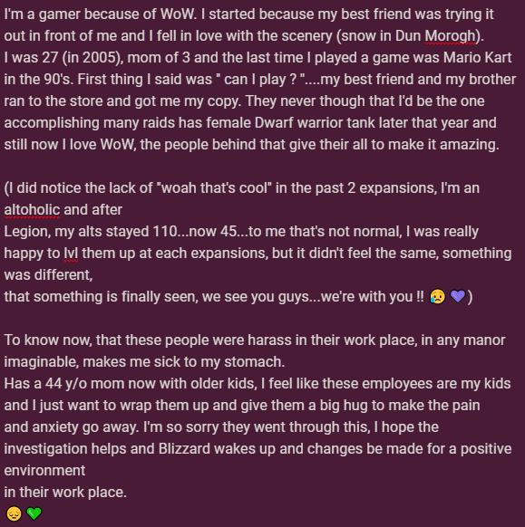 KathneytheGamer's tweet photo. Regarding the latest scandal at @Blizzard_Ent @Activision @ATVI_AB @LifeatBlizzard  #blizzardlawsuit #Blizzard ! Big thanks to everyone who's talking about it with transparency and hoping for the best. 
Justice will prevail ! Good job guys 💚 @Asmongold  https://t.co/95x1LD8XTV https://t.co/VfRHyVACP6