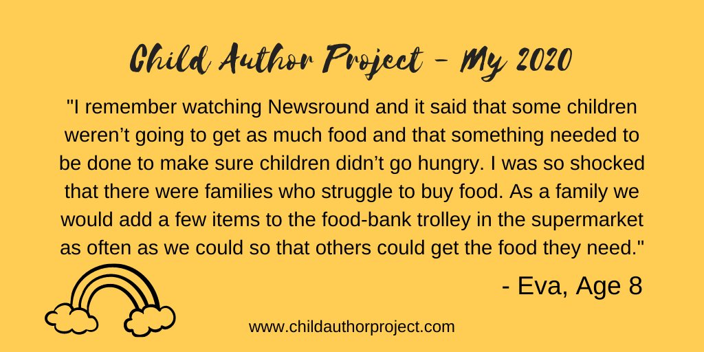 SNEAK PEEK!!!!! 👀👀👀

Our 'My 2020' book project explores children's thoughts and feelings surrounding the 2020 pandemic. 

Eva shares how her family were inspired into taking action when they learned families would be going hungry during the pandemic. 

amazon.co.uk/dp/1916068642