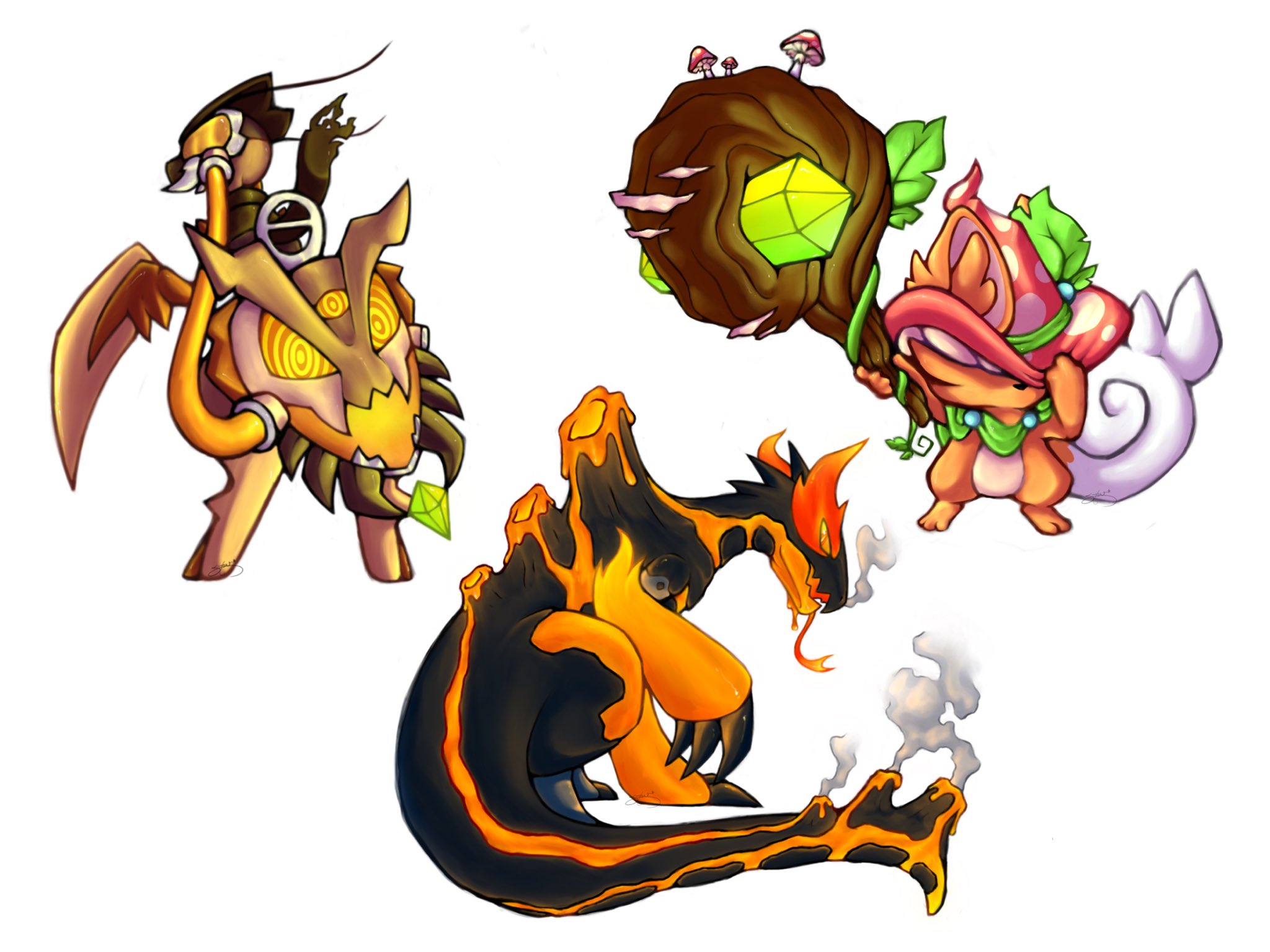 A person on Twitter called BytzQ made sick fan made soul burst evolutions  for all the starters : r/LoomianLegacy