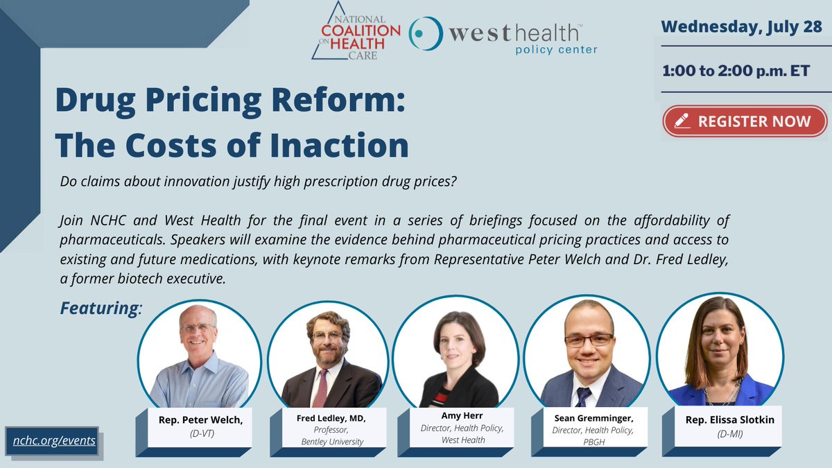 NC_HC's tweet photo. The federal government negotiates the price of many things but not drugs. Join us TOMORROW at 1pm ET to hear from @PeterWelch @ElissaSlotkin @SciIndustry @sgremminger @iamamyherr discuss necessary #drugpricing reform

https://t.co/V5X3KYtMIu https://t.co/dekCpBX35A