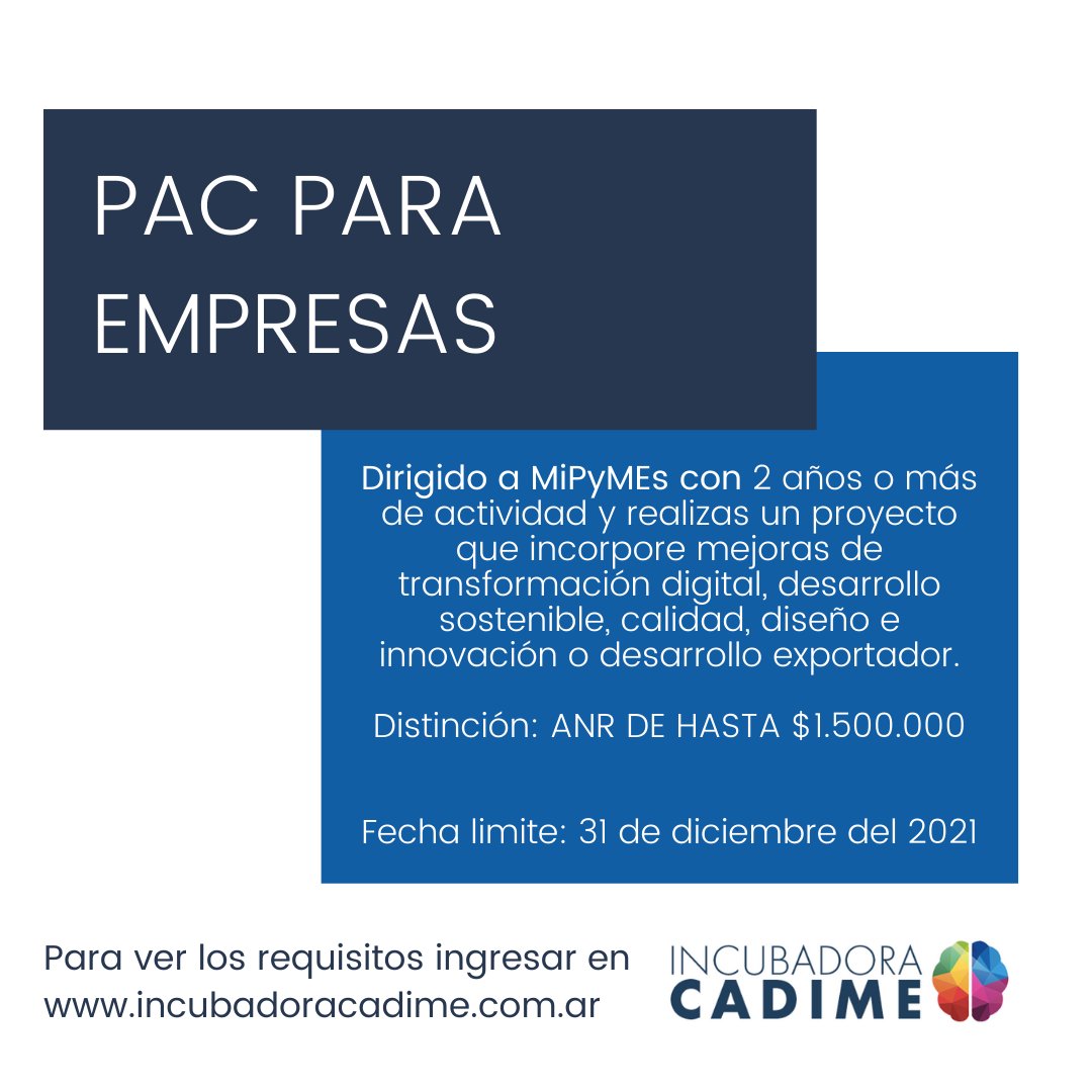 ProgramaFives's tweet photo. PAC EMPRESAS
Podes postularte hasta el 31 de diciembre de 2021
@produccion_arg https://t.co/tSnSiBXhdG