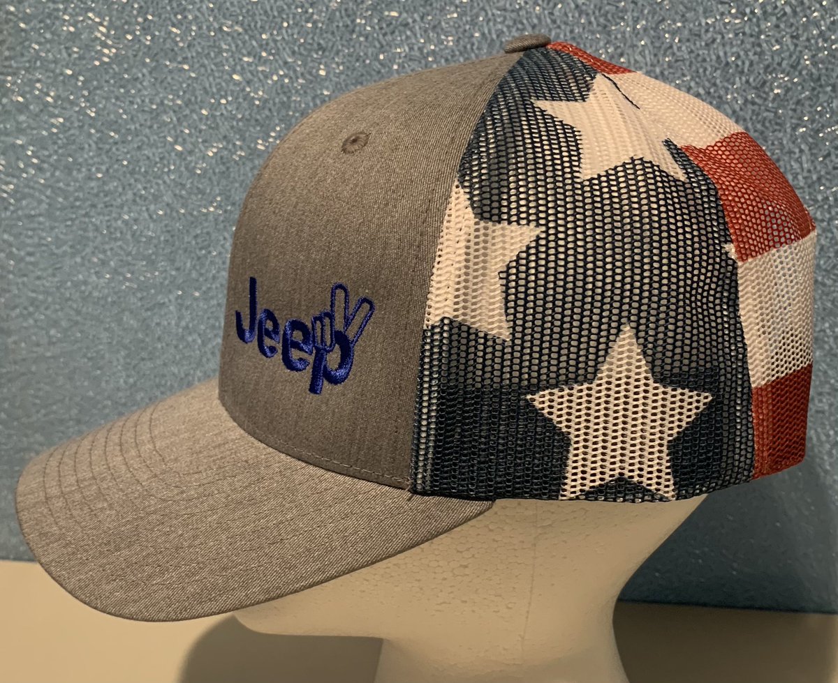 customemb11's tweet photo. 💥💥NEW HATS💥💥 Have a saying or logo you want? Just ask! #Thankful #JeepLife #JeepWave #Jeep #Smile #Hats #AmericanFlag https://t.co/HGqeVFiAC6 https://t.co/Mdu0iR8xAq
