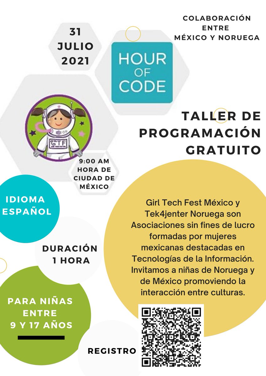 #WomenWhoCode  #Mujeres #MujeresEnTecnologia #Mexico #Norway  #STEM #NiñasTIC #NiñasSTEM #Ciencia #Tecnologia #FelizMartes #learntocode