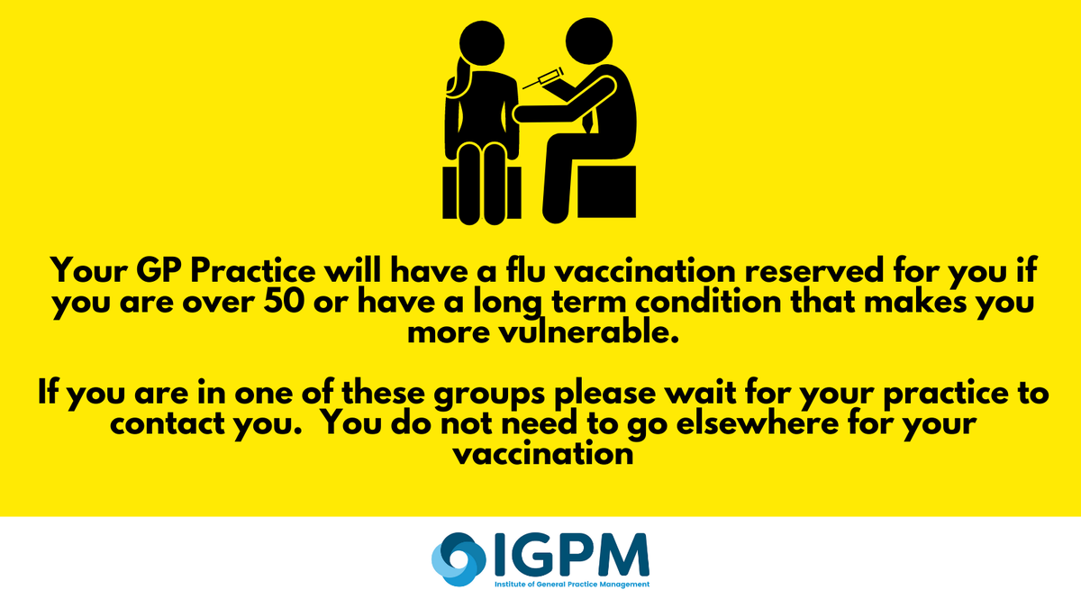 TheIGPM's tweet photo. Please share with your patients to ensure that they know #GeneralPracticeIsOpen and #WeHaveYourFluJab https://t.co/PW3ogRJxYl