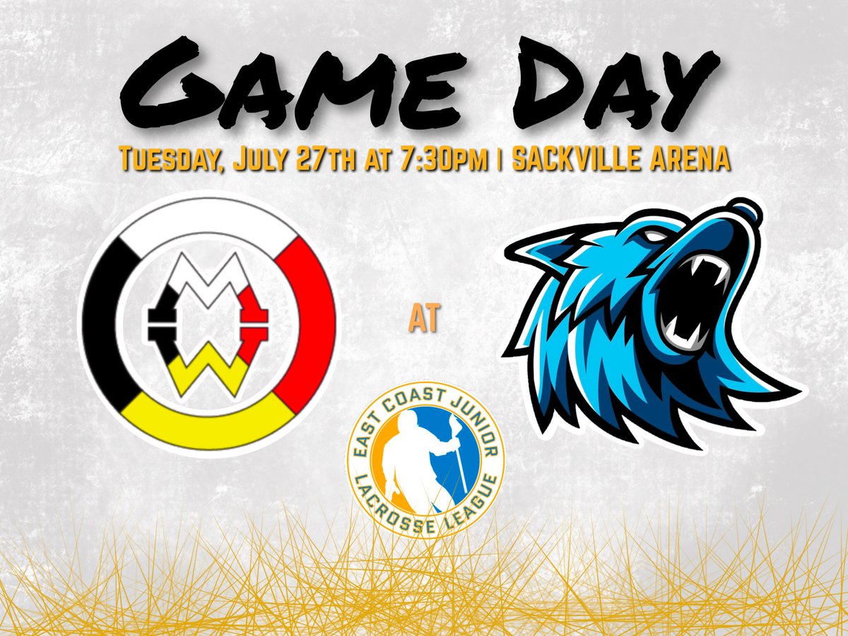 The Mi’kmaq Warriors travel to Sackville to play the Sportwheels Wolves tonight in their 1st meeting of the season. 

A reminder that tickets are not available at the door and must be arranged in advance with each team. #ECJLL2021season