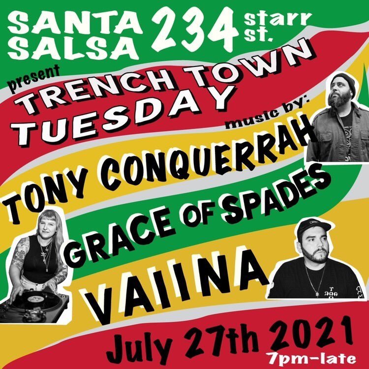 CiroCCS's tweet photo. Trench Town Tuesday 🦁 
 Every Tuesday at @santasalsanyc #trenchtowntuesday  This week we’re bringing @graceofspadesny  + @tonyconquerrah #bushwick 7PM (234 Starr Street) L train to Jefferson https://t.co/hQmEuicpiU